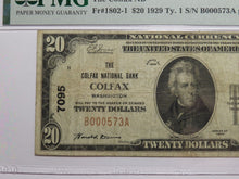 Load image into Gallery viewer, $20 1929 Colfax Washington National Currency Bank Note Bill Ch. #7095 VF25 PMG