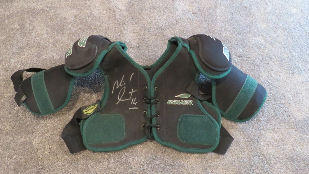 Michel Goulet Quebec Nordiques Jofa Game Used Bauer Hockey Shoulder Pads Signed