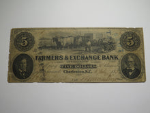 Load image into Gallery viewer, $5 1854 Charleston South Carolina SC Obsolete Currency Bank Note Bill Farmers Ex