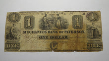 Load image into Gallery viewer, $1 1855 Paterson New Jersey NJ Obsolete Currency Bank Note Bill! Mechanics Bank