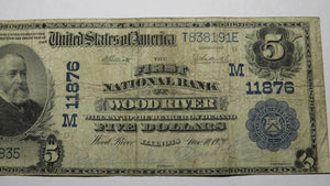 $5 1902 Wood River Illinois IL National Currency Bank Note Bill Ch. #11876 FINE!