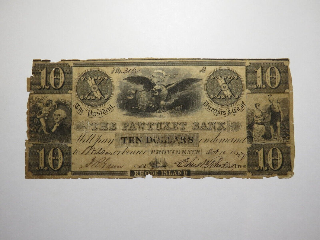 $10 1847 Providence Rhode Island RI Obsolete Currency Bank Note Bill Pawtuxet