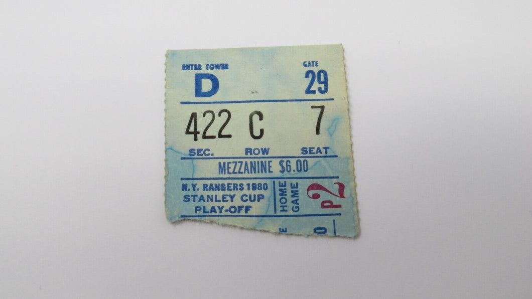 April 9, 1980 New York Rangers Vs. Atlanta Flames Playoff Hockey Ticket Stub