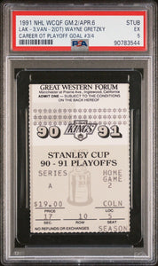 4/6/91 Los Angeles Kings Canucks Hockey Ticket Stub Wayne Gretzky Overtime Goal