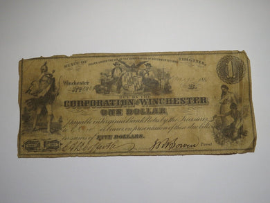 $1 1861 Winchester Virginia Obsolete Currency Bank Note Bill Corp. of Winchester