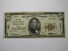 Load image into Gallery viewer, $5 1929 Portland Maine National Currency Bank Note Bill Charter #941 Very Fine
