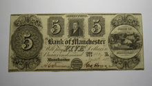 Load image into Gallery viewer, $5 1837 Manchester Michigan MI Obsolete Currency Note Bill! Bank of Manchester