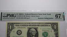 Load image into Gallery viewer, $1 2003 Repeater Serial Number Federal Reserve Currency Bank Note Bill PMG UNC67