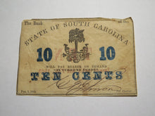 Load image into Gallery viewer, $.10 1863 Charleston South Carolina Obsolete Currency Bank Note Bank of SC