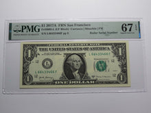 Load image into Gallery viewer, $1 2017 Radar Serial Number Federal Reserve Currency Bank Note Bill PMG UNC67EPQ