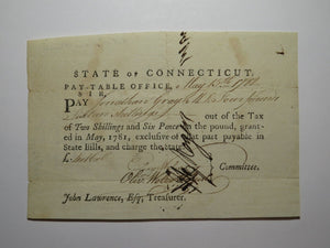 1782 4 Pounds Connecticut Pay Table Colonial Currency Note Moseley Wolcott