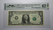 Load image into Gallery viewer, $1 2003 Radar Serial Number Federal Reserve Currency Bank Note Bill PMG UNC67EPQ