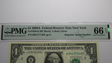 Load image into Gallery viewer, $1 2003 Repeater Serial Number Federal Reserve Currency Bank Note Bill PMG UNC66