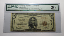 Load image into Gallery viewer, $5 1929 Leesburg Florida FL National Currency Bank Note Bill Ch. #11038 VF20 PMG