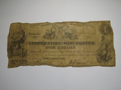 $1 1861 Winchester Virginia Obsolete Currency Bank Note Bill Corp. of Winchester