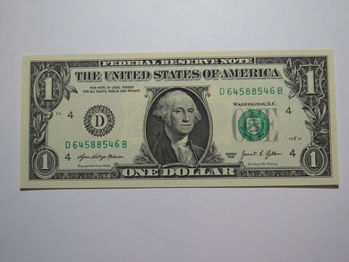 $1 2021 Radar Serial Number Federal Reserve Currency Bank Note Bill UNC 64588546