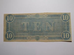 $10 1864 Richmond Virginia VA Confederate Currency Bank Note Bill RARE T68 VF