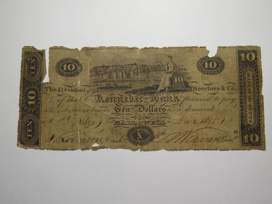 $10 1818 Hallowell Massachusetts Obsolete Currency Bank Note Bill Kennebec Bank