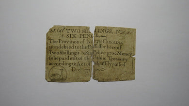 1771 2 Shillings 6 Pence North Carolina NC Colonial Currency Bank Note Bill 2s6d