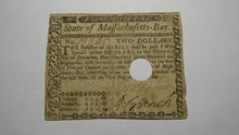 Load image into Gallery viewer, $2 1780 Massachusetts Bay MA Colonial Currency Note Bill Two Dollars Revolution