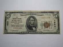 Load image into Gallery viewer, $5 1929 Coldwater Michigan MI National Currency Bank Note Bill Ch. #1924 VF+