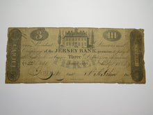 Load image into Gallery viewer, $3 1824 Jersey City New Jersey NJ Obsolete Currency Note Bill -The Jersey Bank