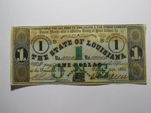 $1 1862 Baton Rouge Louisiana LA Obsolete Currency Bank Note Bill Crisp UNC+