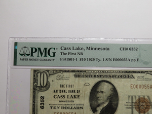 $10 1929 Cass Lake Minnesota MN National Currency Bank Note Bill #6352 VF25 PMG