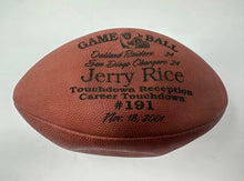 Load image into Gallery viewer, 2001 Jerry Rice Oakland Raiders Game Used NFL Touchdown Football -Career TD #191