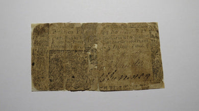 1763 Eighteen Pence New Jersey NJ Colonial Currency Note Bill! RARE ISSUE 18d