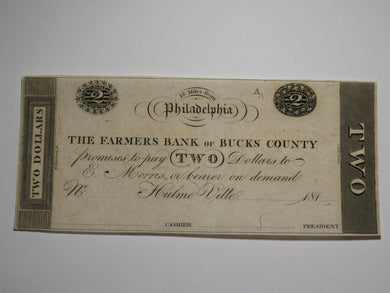 $2 181_ Hulme Ville Pennsylvania Obsolete Currency Bank Note Philadelphia UNC++