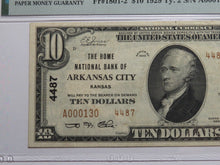 Load image into Gallery viewer, $10 1929 Arkansas City Kansas KS National Currency Bank Note Bill #4487 VF30 PMG