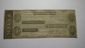 $5 1832 Bangor Maine ME Obsolete Currency Bank Note Bill! Kenduskeag Bank! RARE