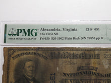 Load image into Gallery viewer, $20 1902 Alexandria Virginia National Currency Bank Note Bill Charter #651 PMG