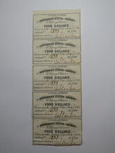 Load image into Gallery viewer, $4 1861 Confederate Bond Coupon Certificate Uncut Sheet Currency Bank Note Bill
