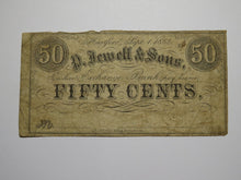 Load image into Gallery viewer, $.50 1862 Hartford Connecticut Obsolete Currency Bank Note Bill P. Jewell &amp; Sons