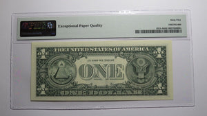 $1 1995 Radar Serial Number Federal Reserve Currency Bank Note Bill PMG UNC65EPQ