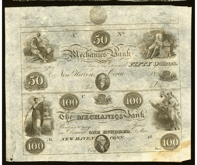 $50-$100 1860's New Haven Connecticut Obsolete Currency Uncut Sheet Bank Notes!