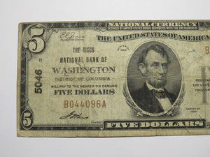 $5 1929 Washington D.C National Currency Bank Note Bill #5046 District Columbia