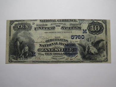 $10 1882 Zanesville Ohio OH National Currency Bank Note Bill Charter #5760 FINE+