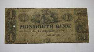 $1 1841 Freehold New Jersey NJ Obsolete Currency Bank Note Bill Monmouth Bank