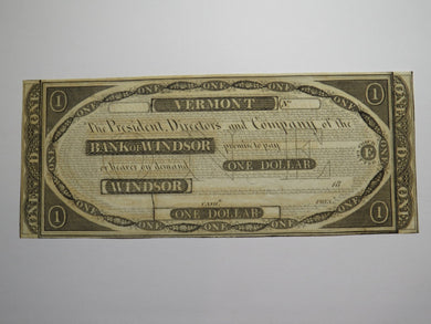 $1 18__ Windsor Vermont VT Obsolete Currency Bank Note Bill Remainder UNC+++