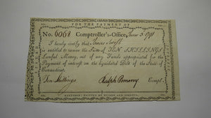 1791 10 Shillings Connecticut Comptrollers Office Colonial Currency Note Pomeroy