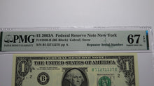 Load image into Gallery viewer, $1 2003 Repeater Serial Number Federal Reserve Currency Bank Note Bill PMG UNC67