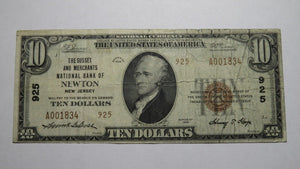 $10 1929 Newton New Jersey NJ National Currency Bank Note Bill! Ch. #925 RARE