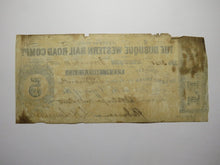 Load image into Gallery viewer, $5 1858 Dubuque Iowa Obsolete Currency Bank Note Bill Western Rail Road Company