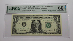 2 $1 1999 & 2001 Matching Repeater Serial Numbers Federal Reserve Bank Bills