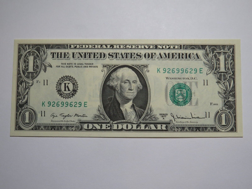 $1 1977 Radar Serial Number Federal Reserve Currency Bank Note Bill UNC 92699629