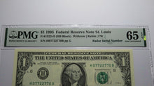 Load image into Gallery viewer, $1 1995 Radar Serial Number Federal Reserve Currency Bank Note Bill PMG UNC65EPQ