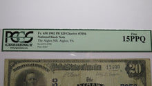 Load image into Gallery viewer, $20 1902 Atglen Pennsylvania PA National Currency Bank Note Bill #7056 F15 PCGS